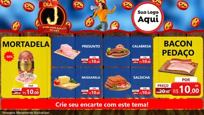 Modelo de TV para TV Horizontal com o tema Dia J - O Dia Mais Barato Do Mês para Frios e Laticínios