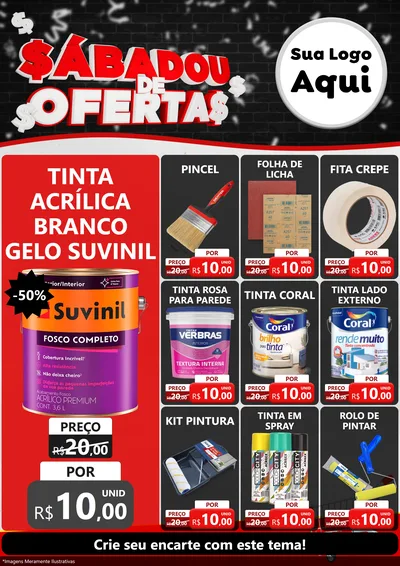 Modelo de Encarte para Encarte A4 Vertical com o tema Sabadou de Ofertas para Tintas e Ferramentas