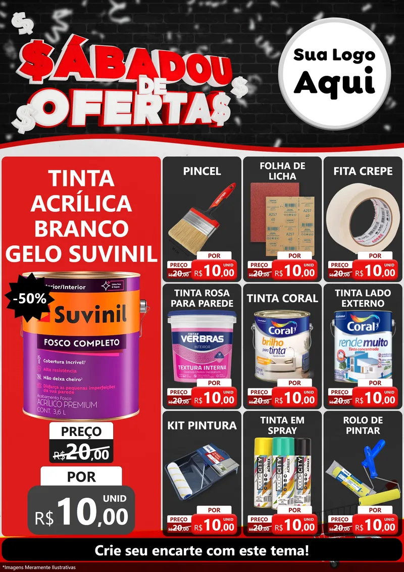 Modelo de Encarte para Encarte A4 Vertical com o tema Sabadou de Ofertas para Tintas e Ferramentas