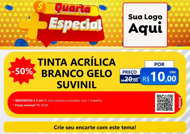 Modelo de Cartaz para Cartaz A4 Horizontal com o tema Quarta Mais Especial para Tintas e Ferramentas
