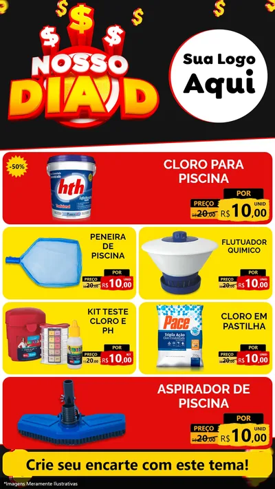 Modelo de TV para TV Vertical com o tema Nosso Dia D para Produtos para Piscina