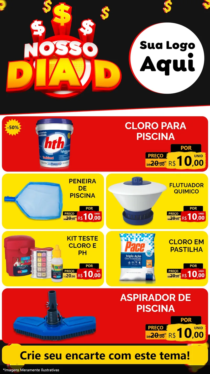 Modelo de TV para TV Vertical com o tema Nosso Dia D para Produtos para Piscina