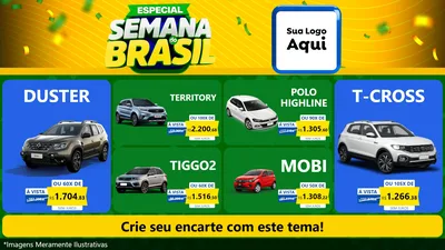 Modelo de TV para TV Horizontal com o tema Especial Semana do Brasil para Concessionaria de Carros