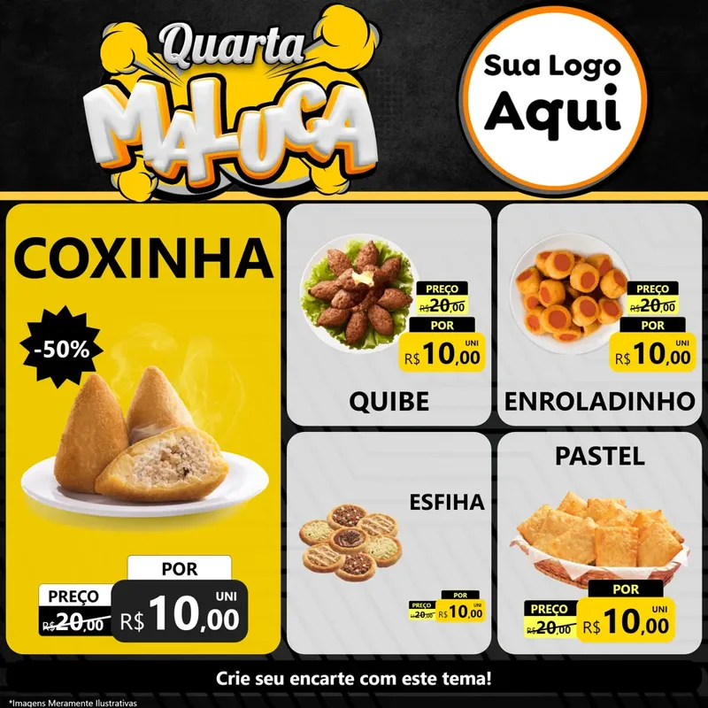 Modelo de Rede Social para Feed Facebook com o tema Quarta Maluca para Salgadaria