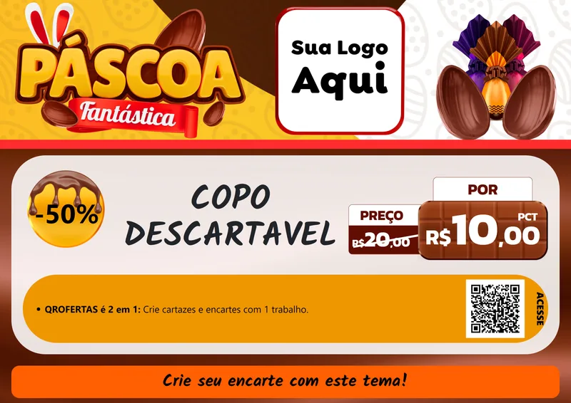 Modelo de Cartaz para Cartaz A4 Horizontal com o tema Páscoa Fantástica para Embalagens