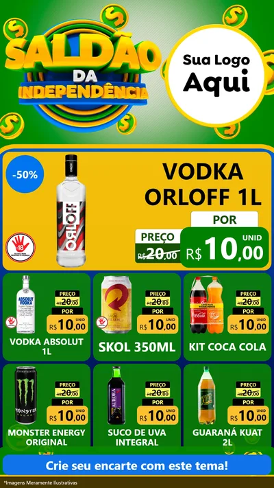 Modelo de Rede Social para Stories com o tema Saldão da Indepêndencia para Distribuidora de bebidas