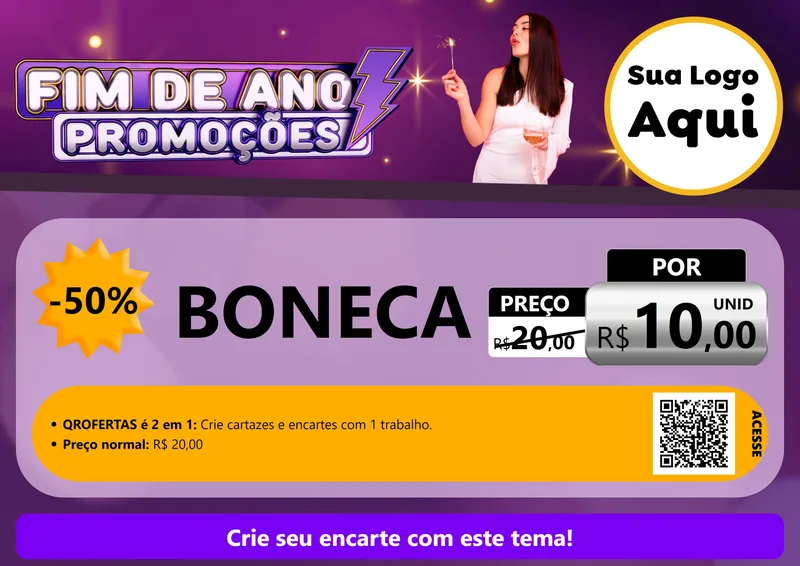 Modelo de Cartaz para Cartaz A4 Horizontal com o tema Fim de Ano Promoções para Brinquedos