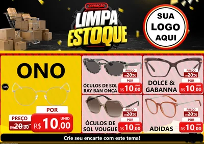 Modelo de Encarte para Encarte A4 Horizontal com o tema Operação Limpa Estoque para Óticas