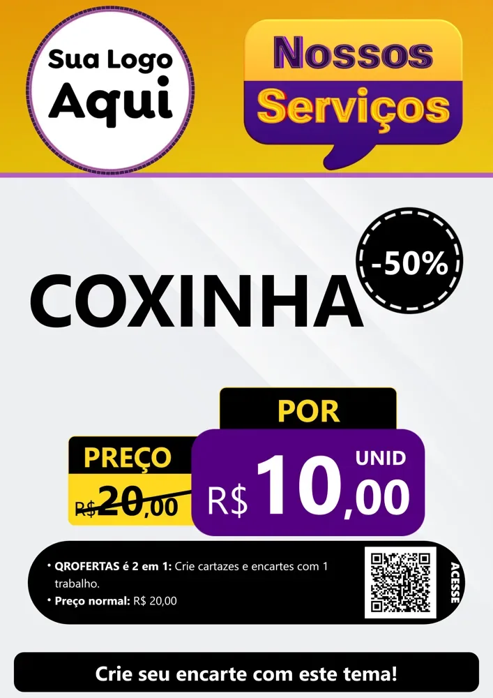 Modelo de Cartaz para Cartaz A4 Vertical com o tema Nossos Serviços para Salgadaria