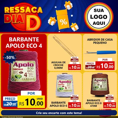 Modelo de Rede Social para Feed Facebook com o tema Ressaca Dia D para Armarinho e Aviamentos