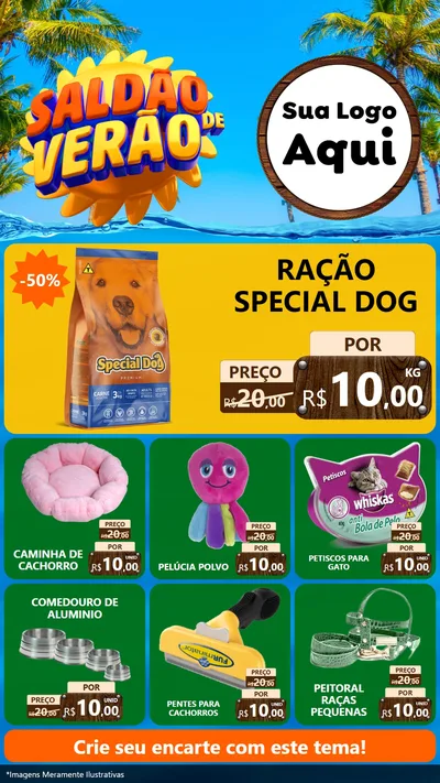 Modelo de Rede Social para Stories com o tema Saldão de Verão para Pet Shop