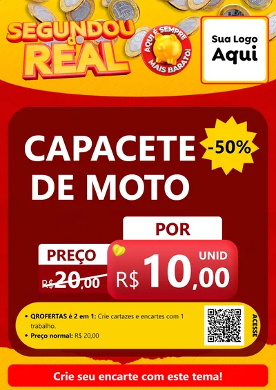 Modelo de Cartaz para Cartaz A4 Vertical com o tema Segundou do Real para Moto peças