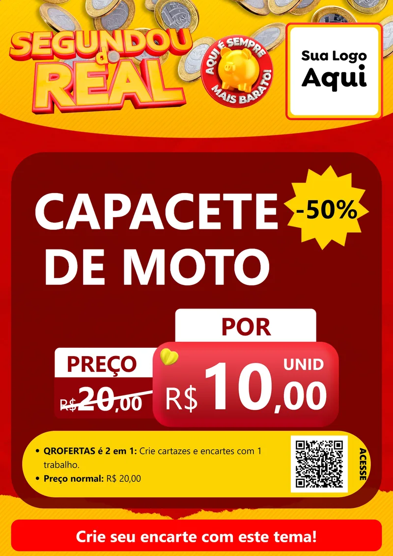 Modelo de Cartaz para Cartaz A4 Vertical com o tema Segundou do Real para Moto peças