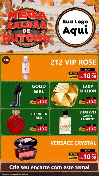 Modelo de TV para TV Vertical com o tema Mega Saldão de Outono para Perfumes