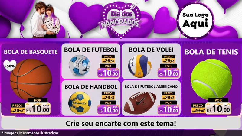 Modelo de TV para TV Horizontal com o tema Dia dos Namorados para Artigos Esportivos