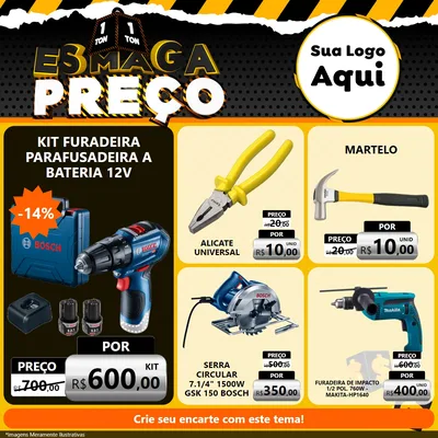 Modelo de Rede Social para Feed Facebook com o tema Esmaga Preço para Maquinas e Ferramentas