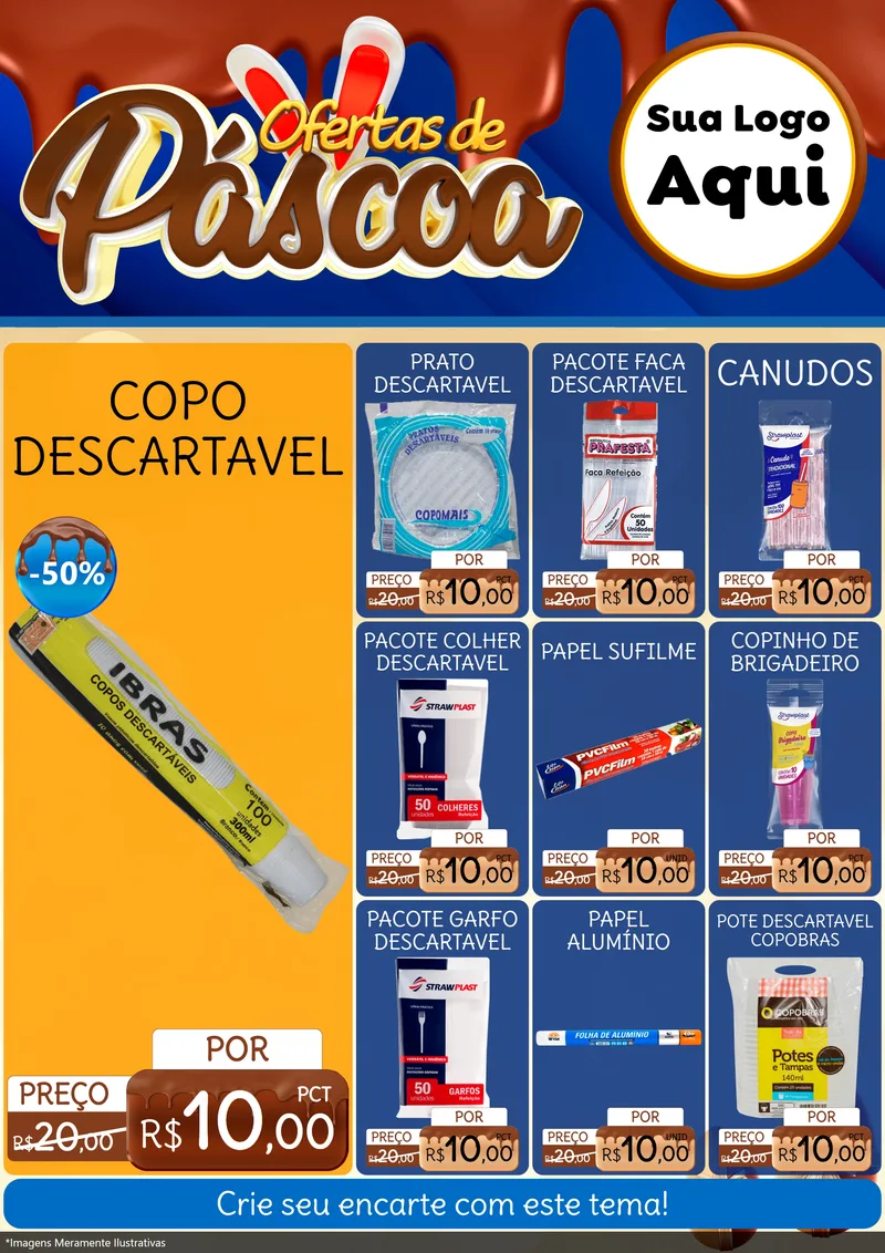 Modelo de Encarte para Encarte A4 Vertical com o tema Ofertas de Páscoa para Embalagens