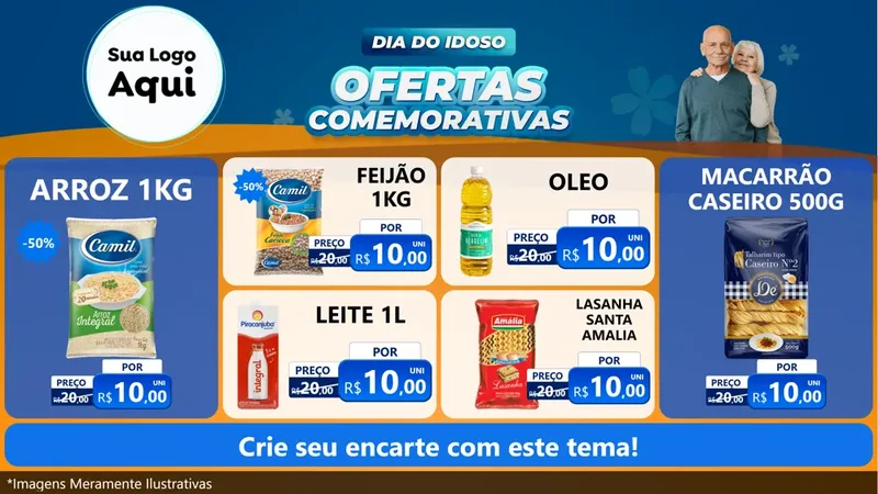 Modelo de TV para TV Horizontal com o tema Dia do Idoso para Supermercado