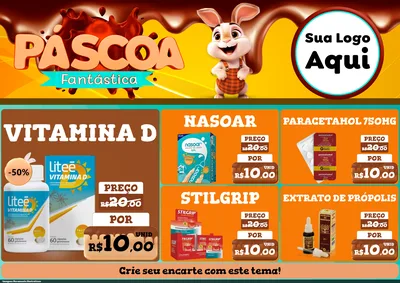 Modelo de Encarte para Encarte A4 Horizontal com o tema Páscoa Fantástica para Farmácia