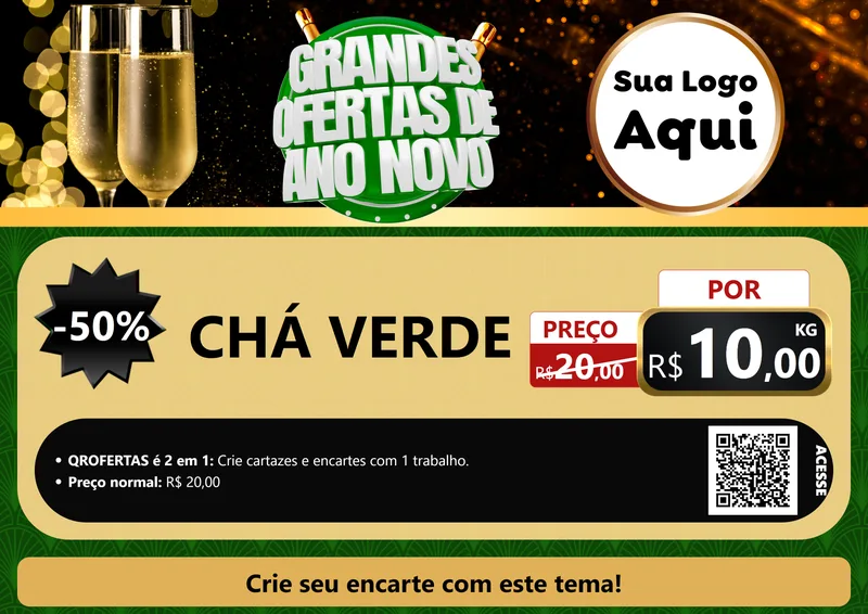 Modelo de Cartaz para Cartaz A4 Horizontal com o tema Grandes Ofertas de Ano Novo para Produtos Naturais