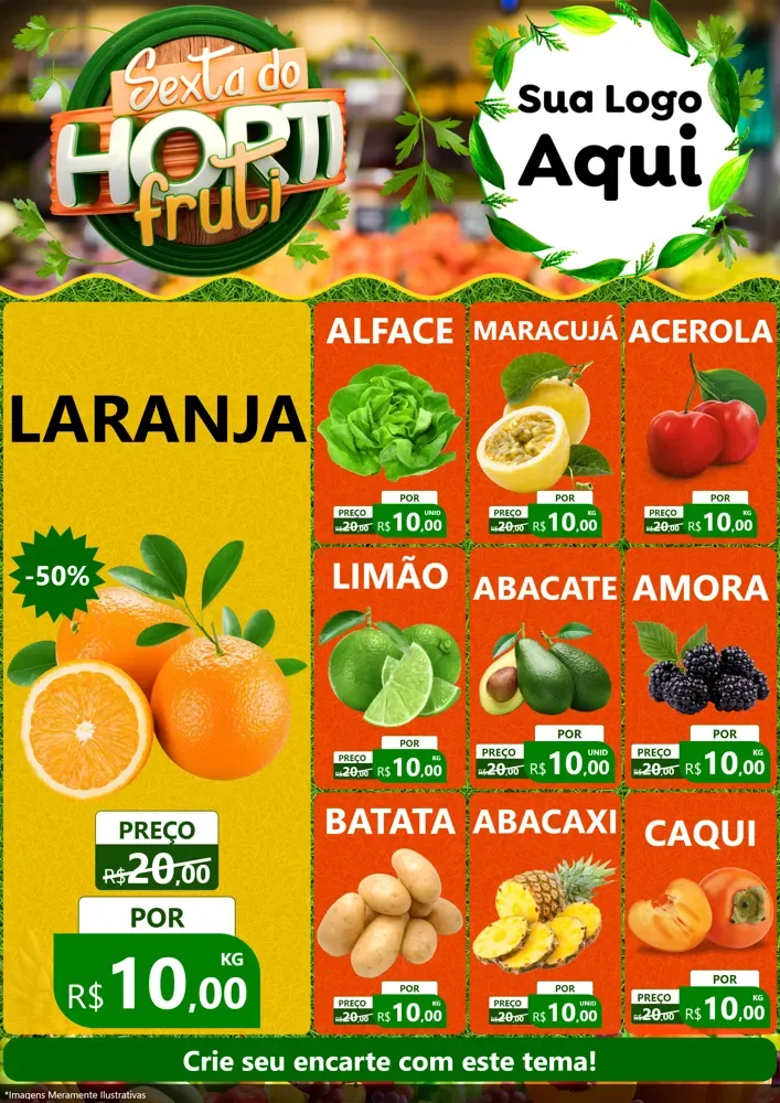 Modelo de Encarte para Encarte A4 Vertical com o tema Sexta do Hortifruti para Hortifrúti