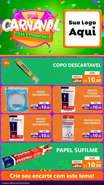 Modelo de TV para TV Vertical com o tema Pré-Carnaval Com Economia para Embalagens