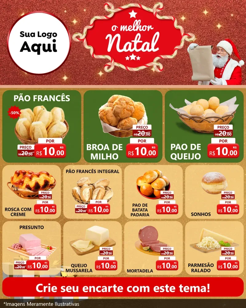 Modelo de Rede Social para Feed Instagram com o tema O Melhor Natal para Padaria
