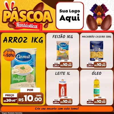 Modelo de Rede Social para Feed Facebook com o tema Páscoa Fantástica para Supermercado