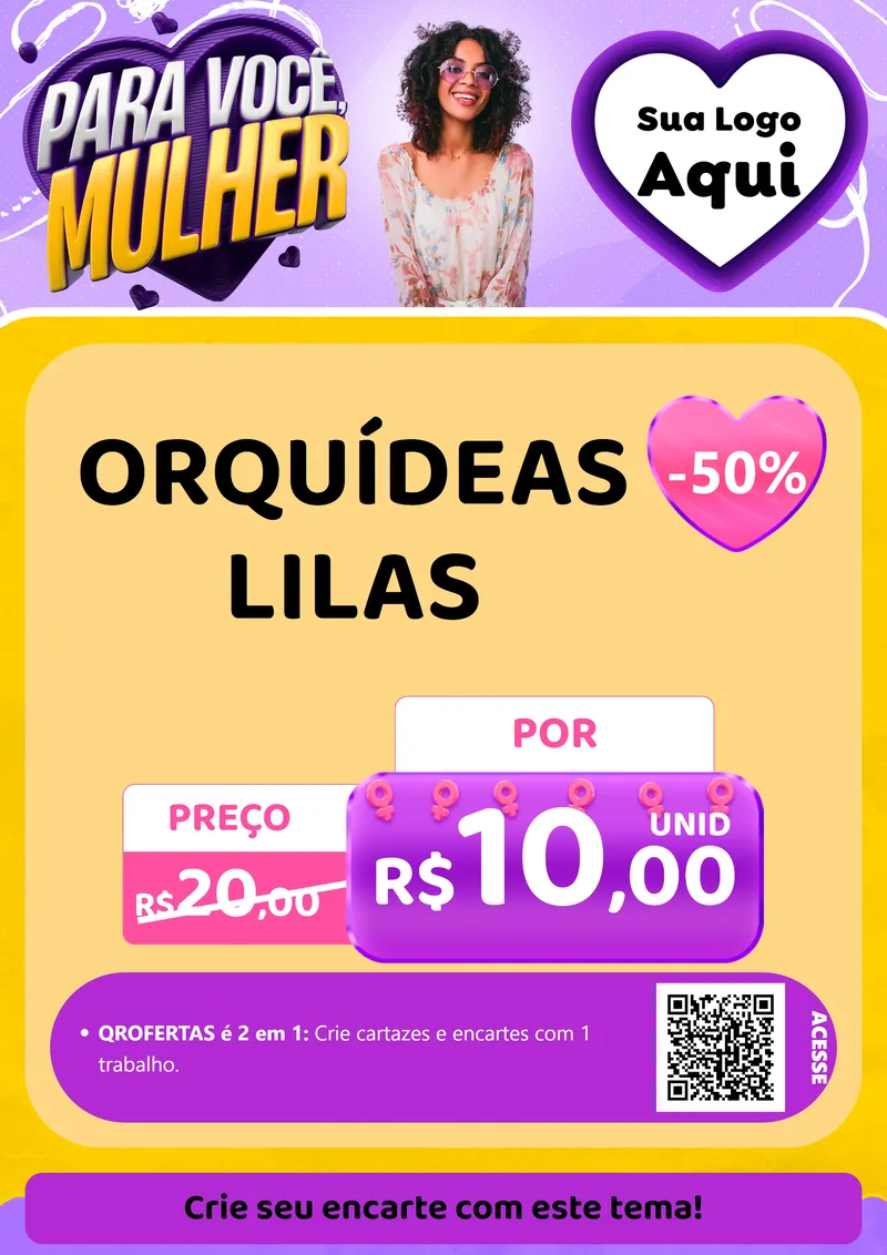 Modelo de Cartaz para Cartaz A4 Vertical com o tema Para Você, Mulher para Floricultura e jardim