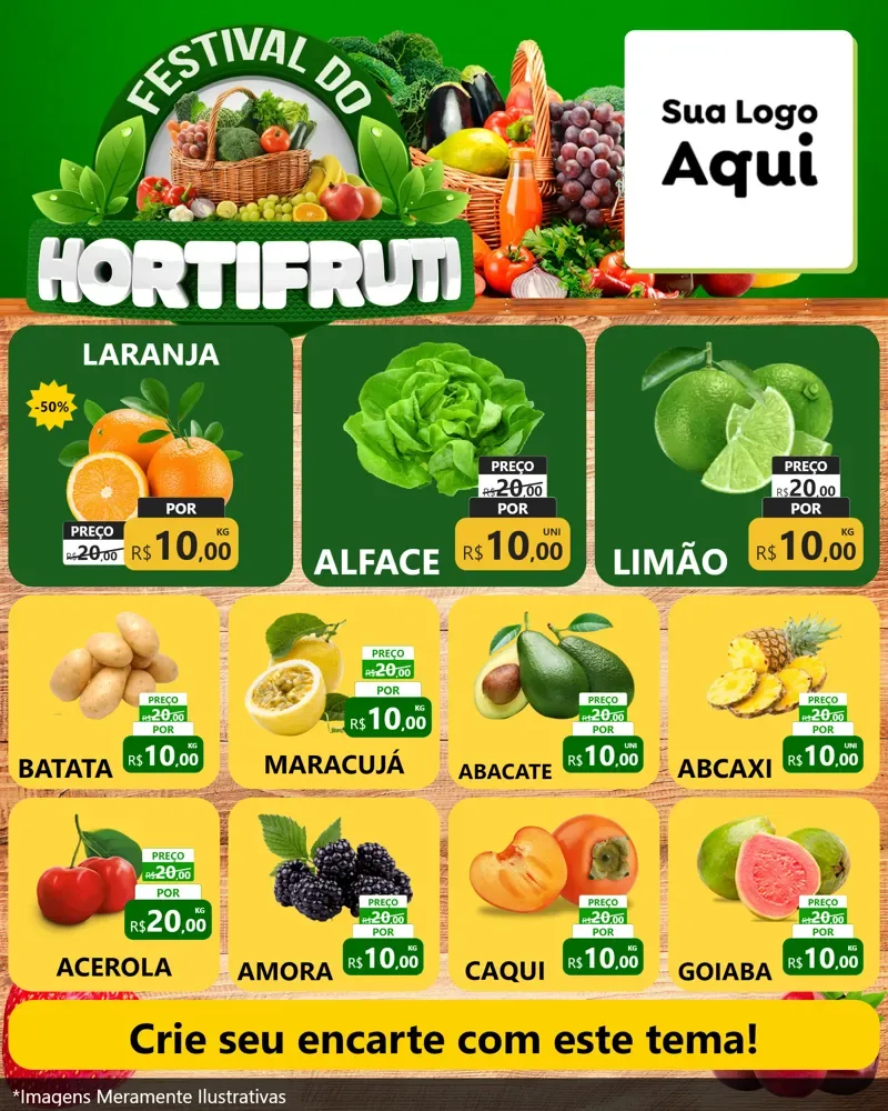 Modelo de Rede Social para Feed Instagram com o tema Festival do Hortifruti para Hortifrúti