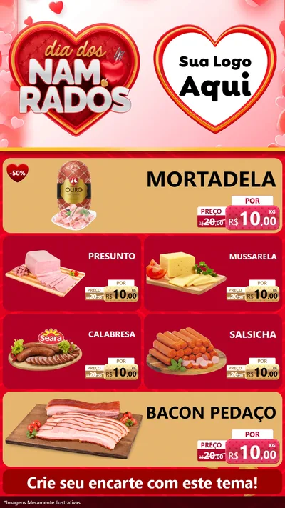 Modelo de TV para TV Vertical com o tema Dia dos Namorados para Frios e Laticínios