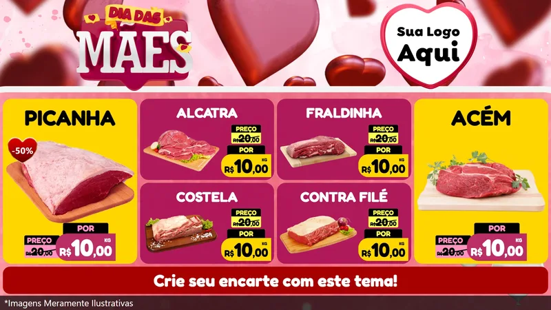 Modelo de TV para TV Horizontal com o tema Dia Das Mães para Açougue