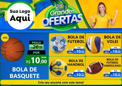 Modelo de Encarte para Encarte A4 Horizontal com o tema Grandes Ofertas para Artigos Esportivos