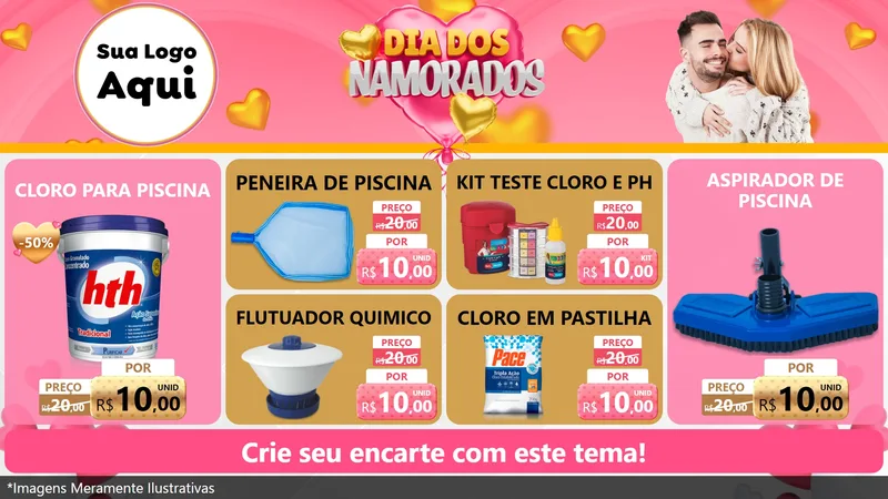 Modelo de TV para TV Horizontal com o tema Dia dos Namorados para Produtos para Piscina