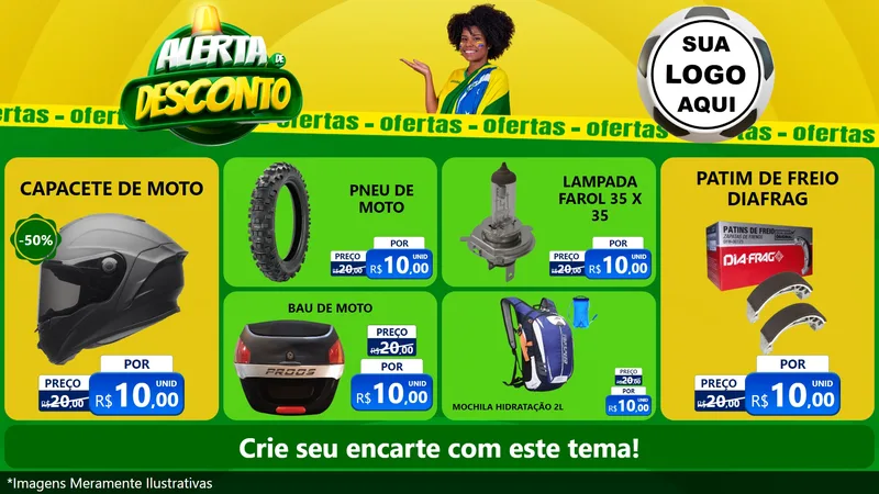 Modelo de TV para TV Horizontal com o tema Alerta de Desconto para Moto peças