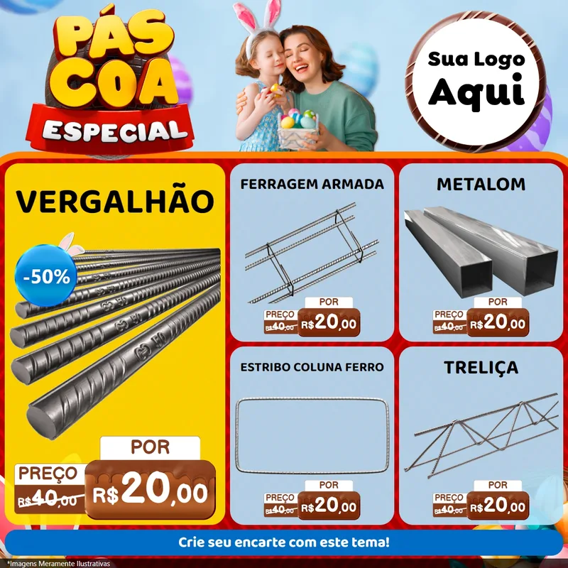 Modelo de Rede Social para Feed Facebook com o tema Páscoa Especial para Ferragens