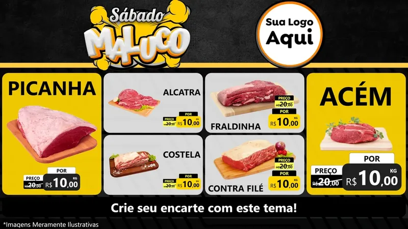 Modelo de TV para TV Horizontal com o tema Sábado Maluco para Açougue