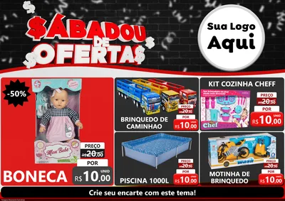 Modelo de Encarte para Encarte A4 Horizontal com o tema Sabadou de Ofertas para Brinquedos
