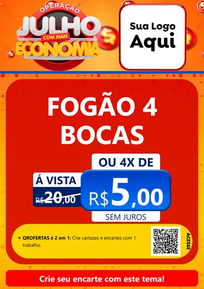 Modelo de Cartaz para Cartaz A4 Vertical com o tema Operação Julho Com Mais Economia para Móveis e Eletro