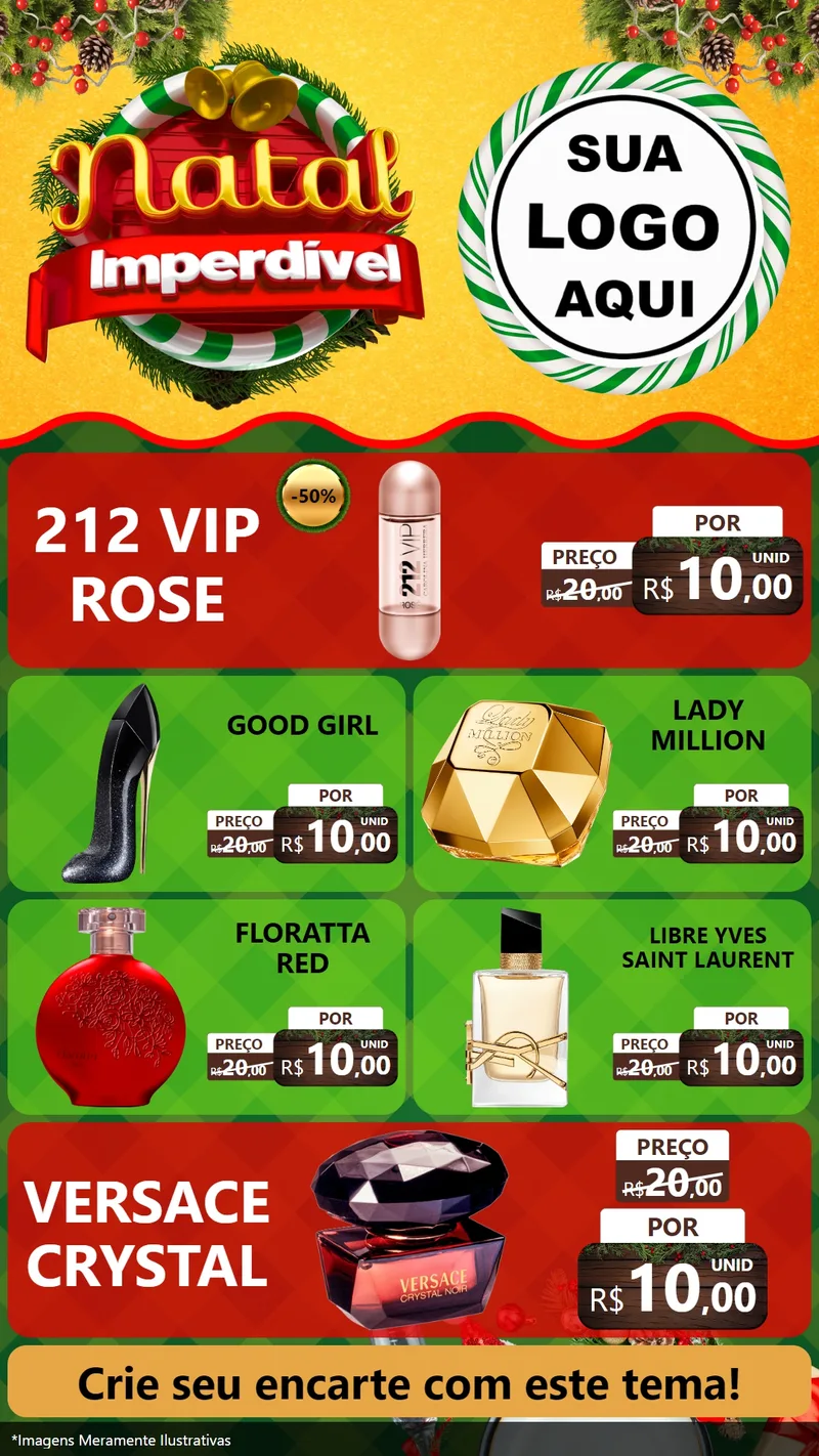 Modelo de TV para TV Vertical com o tema Natal Imperdível para Perfumes