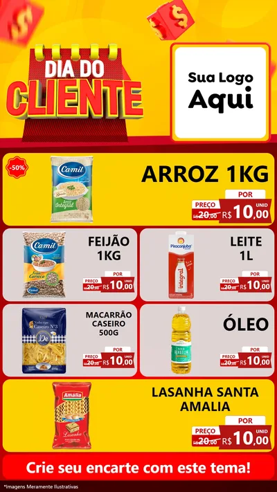 Modelo de TV para TV Vertical com o tema Dia do Cliente para Supermercado