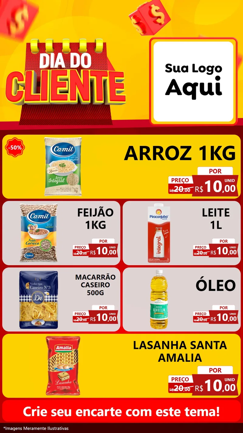 Modelo de TV para TV Vertical com o tema Dia do Cliente para Supermercado