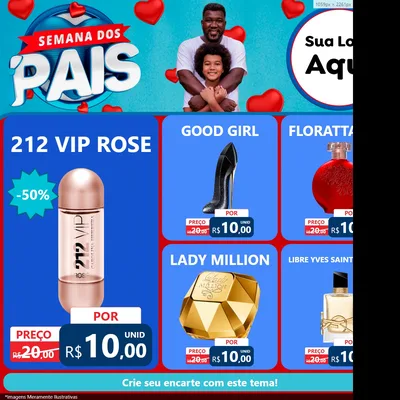 Modelo de Rede Social para Feed Facebook com o tema Semana Dos Pais para Perfumes