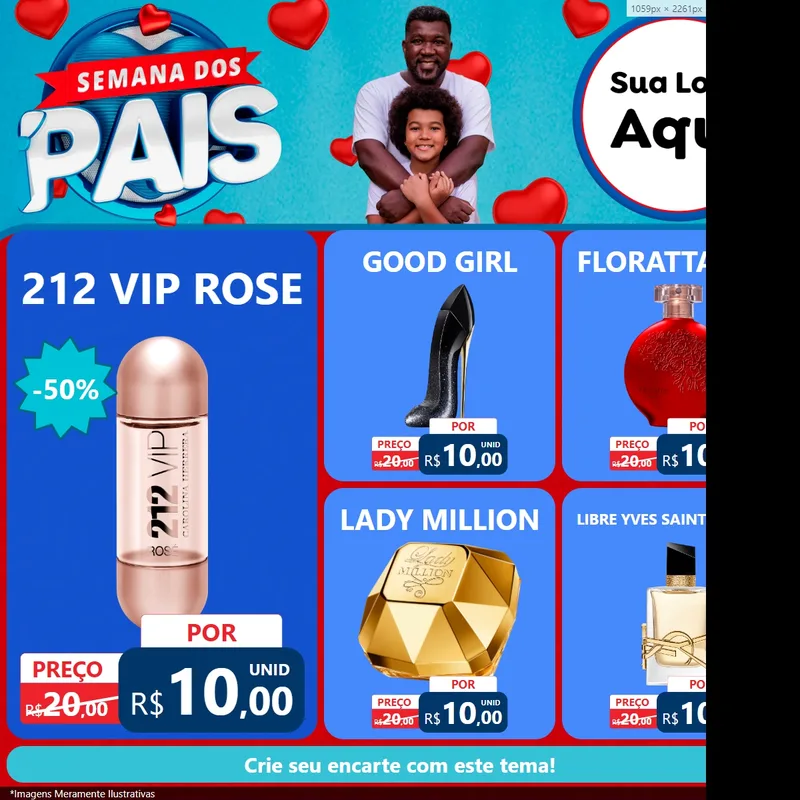 Modelo de Rede Social para Feed Facebook com o tema Semana Dos Pais para Perfumes