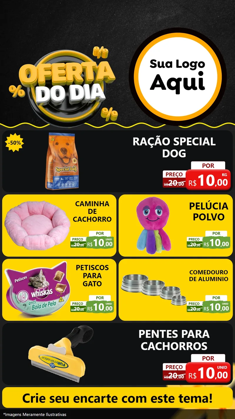 Modelo de TV para TV Vertical com o tema Oferta Do Dia para Pet Shop