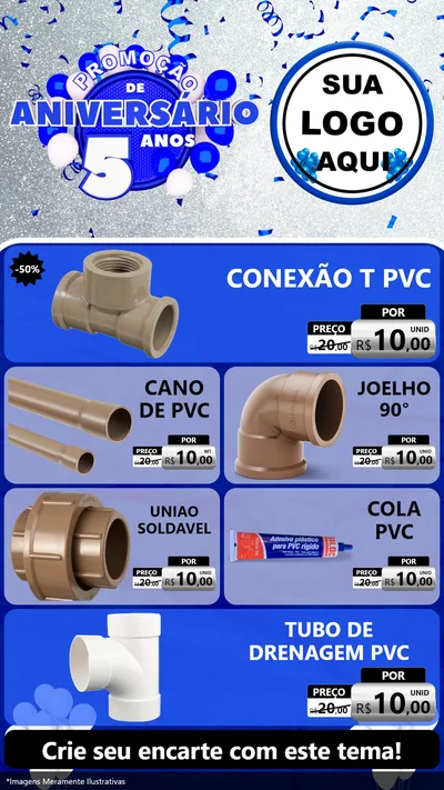 Modelo de TV para TV Vertical com o tema Promoção de Aniversário - 5 Anos para Tubos e conexões