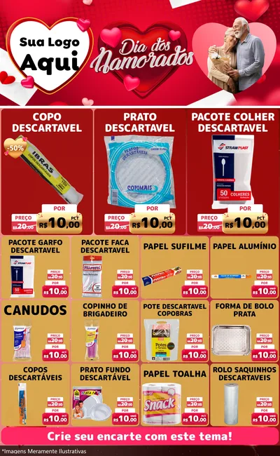 Modelo de Encarte para Encarte Grande com o tema Dia Dos Namorados para Embalagens