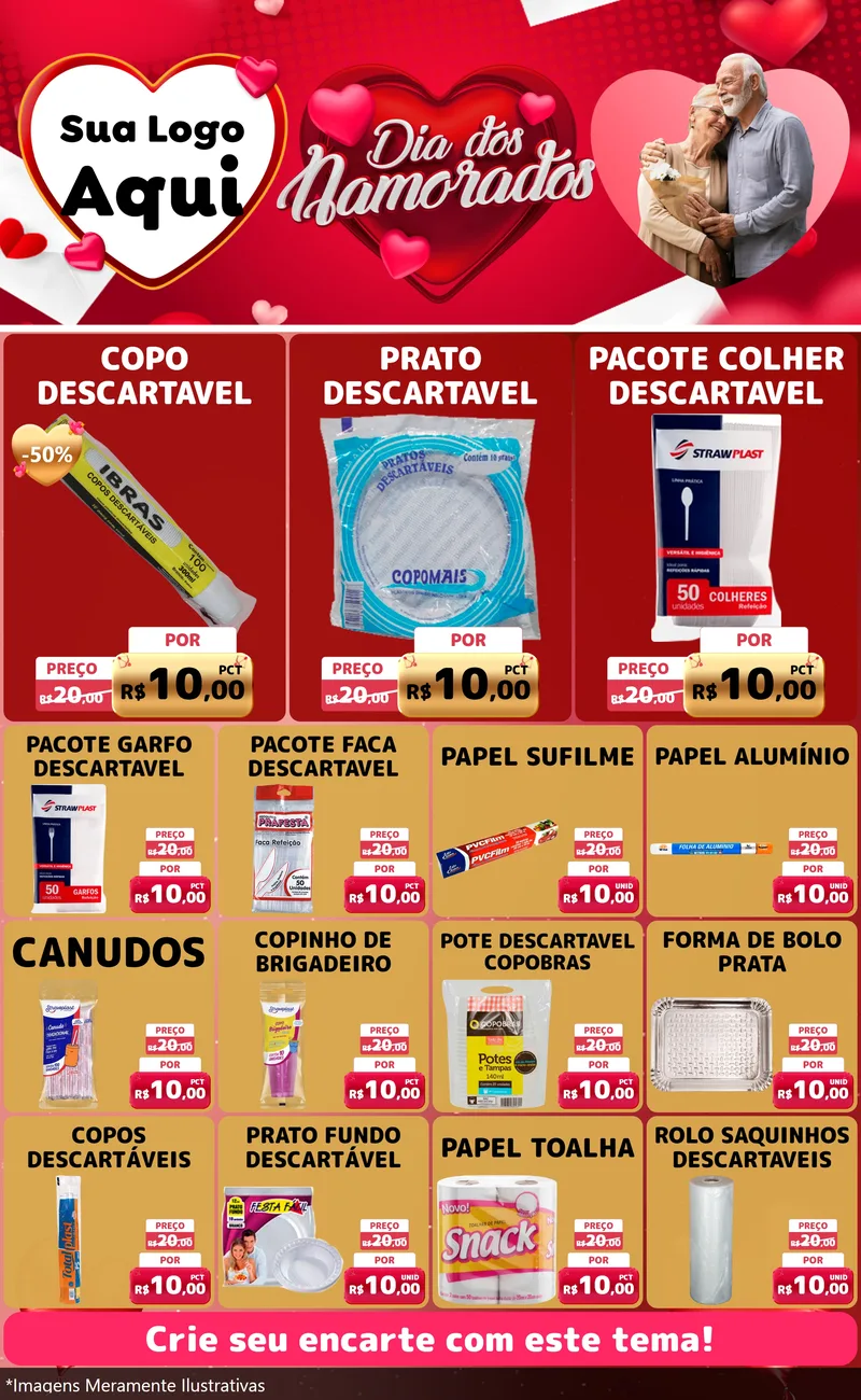 Modelo de Encarte para Encarte Grande com o tema Dia Dos Namorados para Embalagens