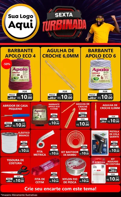 Modelo de Encarte para Encarte Grande com o tema Sexta Turbinada para Armarinho e Aviamentos