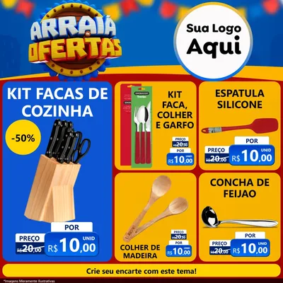Modelo de Rede Social para Feed Facebook com o tema Arraiá de Ofertas - Junina para Utilidades Domésticas